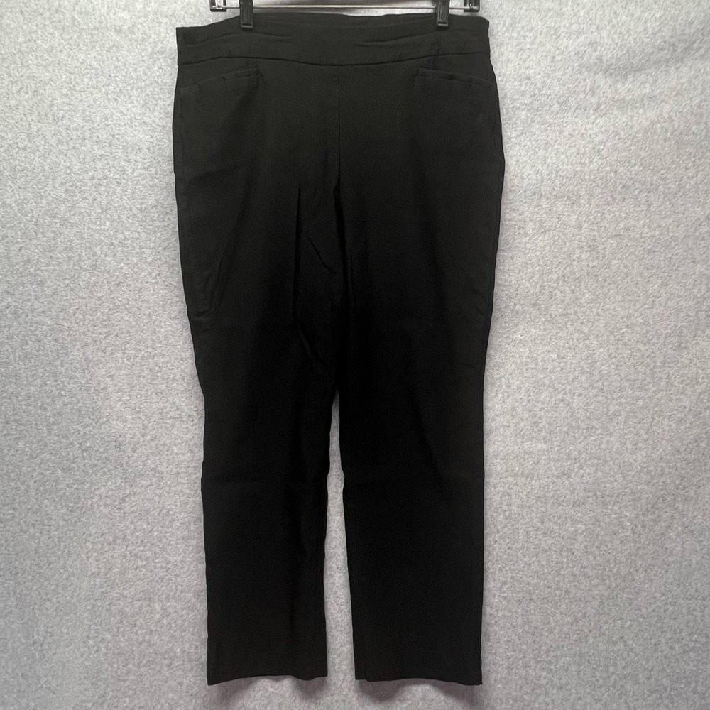 Chicos Black Straight Leg Pull On Pants Size 2.5 Women L 14 Comfort Stretch - Picture 1 of 11